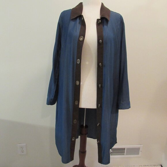 Soft Surroundings Icons Urbina Denim Dress Coat Size Medium - Picture 10 of 16